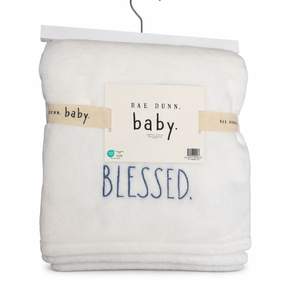 Rae Dunn Baby Blessed White Blanket